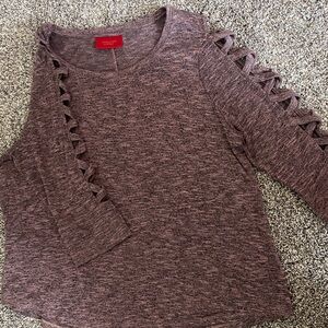 Jennifer Lopez Women's Heathered Purple/mauve 3/4 sleeve top with sleeve detail